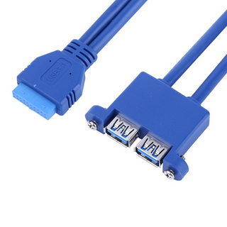 Inconntec USB 3.0 20P IDC to 3.0 AFx2pcs Dual Cable For Panel Mount