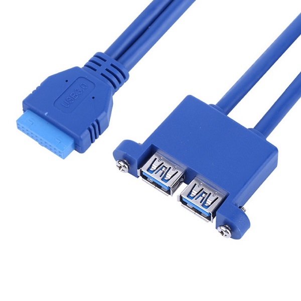 Inconntec USB 3.0 20P IDC to 3.0 AFx2pcs Dual Cable For Panel Mount