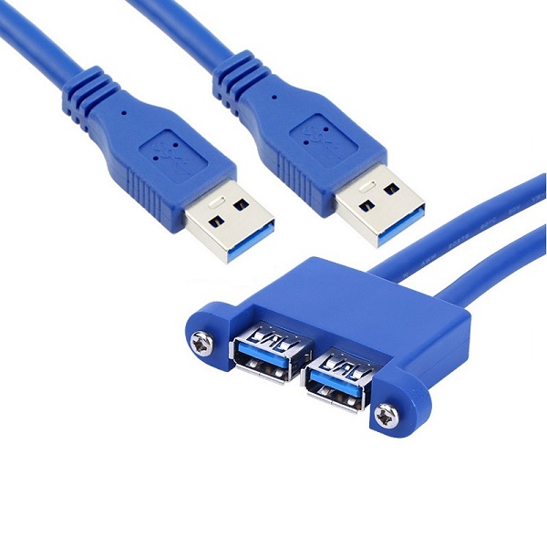 Inconntec USB 3.0 (AM to AF)x2 Dual Cable(TPE Jacket)For Panel Mount