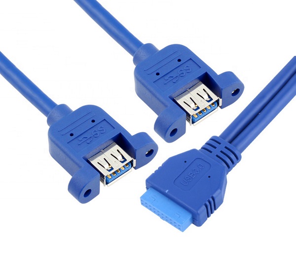 Inconntec USB 3.0 20P IDC to 3.0 AFx2pcs Y Cable For Panel Mount